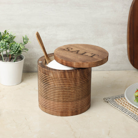 Dudki Wooden Textured Salt Box