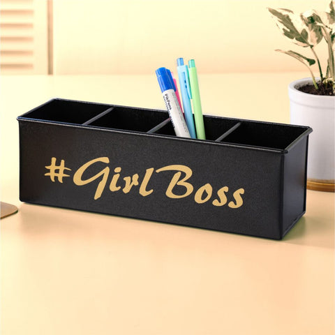 Dudki Girl Boss Stainless Steel Desk Organizer