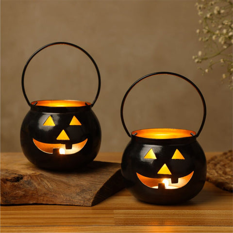 Dudki Metal Halloween Face Votive Candle Holder