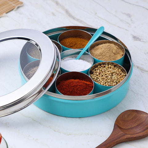 Dudki Stainless Steel Spice Box With 7 Containers