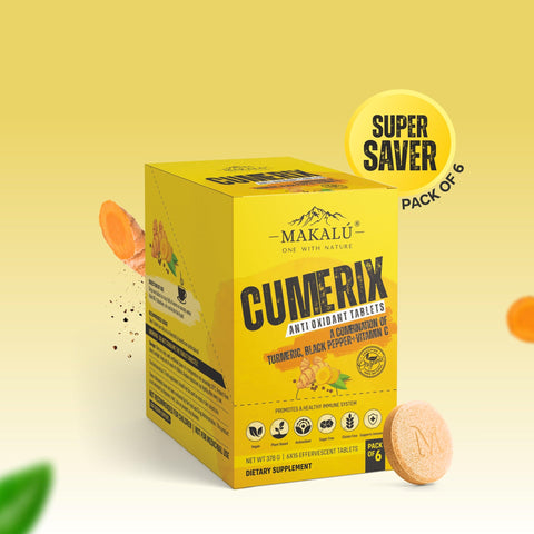 MAKALU CUMERIX with Organic Turmeric, Black Pepper & Vitamin C, 15 Antioxidant Effervescent Tablets - Life of Riley Supplements Trading LLC