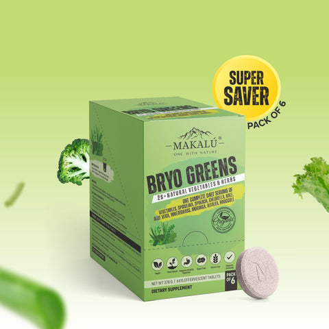 MAKALU BRYOGREENS with goodness Of 28+ Organic Vegetables, 15 Effervescent Tablets - Life of Riley Supplements Trading LLC