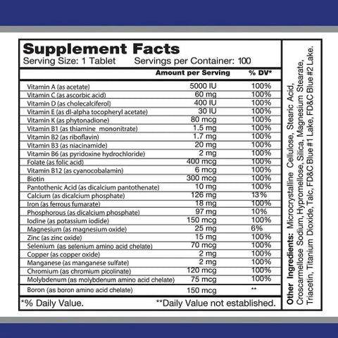 Multi Men - Daily Multivitamins for Men - 100 tablets - Life of Riley Supplements Trading LLC