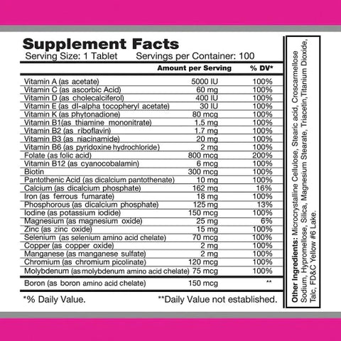 Multi Women - Daily Multivitamins for Women - 100 tablets - Life of Riley Supplements Trading LLC