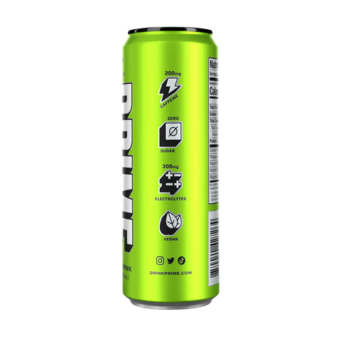 Prime Energy Drink "Lemon Lime," Naturally Flavored, 200mg Caffeine, Zero Sugar, 300mg Electrolytes, Vegan, 12 Fl Oz per Can - Life of Riley Supplements Trading LLC