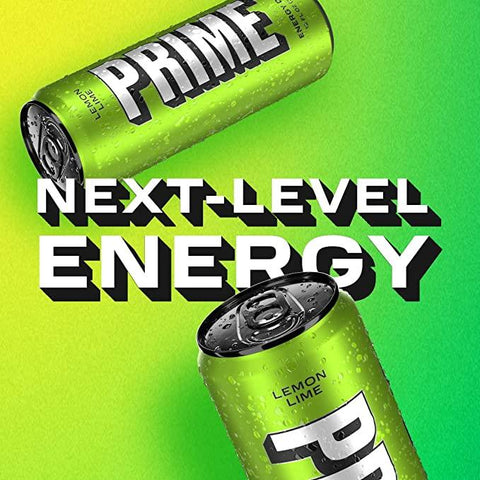 Prime Energy Drink "Lemon Lime," Naturally Flavored, 200mg Caffeine, Zero Sugar, 300mg Electrolytes, Vegan, 12 Fl Oz per Can - Life of Riley Supplements Trading LLC