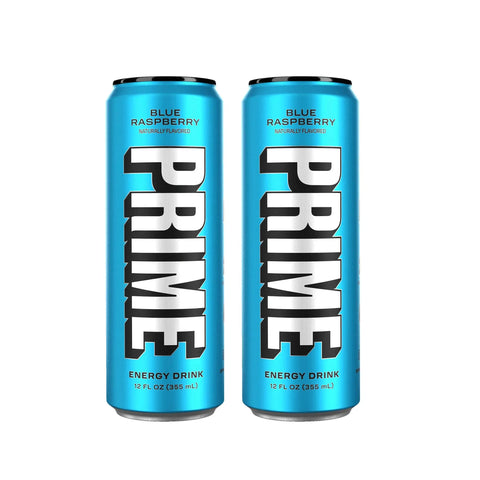 Prime Energy Drink "Blue Raspberry," Naturally Flavored, 200mg Caffeine, Zero Sugar, 300mg Electrolytes, Vegan, 12 Fl Oz per Can - Life of Riley Supplements Trading LLC