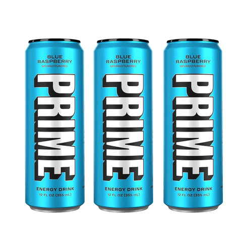 Prime Energy Drink "Blue Raspberry," Naturally Flavored, 200mg Caffeine, Zero Sugar, 300mg Electrolytes, Vegan, 12 Fl Oz per Can - Life of Riley Supplements Trading LLC