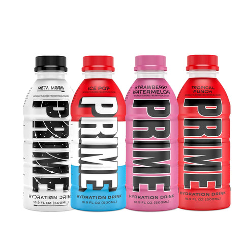 Prime Hydration Drink- 4 Flavours Combo Pack (Meta Moon,Ice Pop,Strawberry Watermelon,Tropical Punch) - Life of Riley Supplements Trading LLC