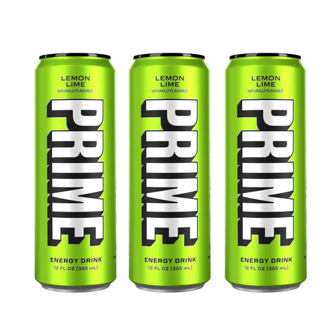 Prime Energy Drink "Lemon Lime," Naturally Flavored, 200mg Caffeine, Zero Sugar, 300mg Electrolytes, Vegan, 12 Fl Oz per Can - Life of Riley Supplements Trading LLC