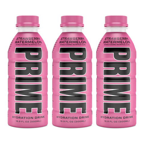 Prime Hydration Drink Sports Beverage "STRAWBERRY WATERMELON," Naturally Flavored, 10% Coconut Water, 250mg BCAAs, B Vitamins, Antioxidants, 834mg Electrolytes, Only 20 Calories per 16.9 Fl Oz Bottle - Life of Riley Supplements Trading LLC