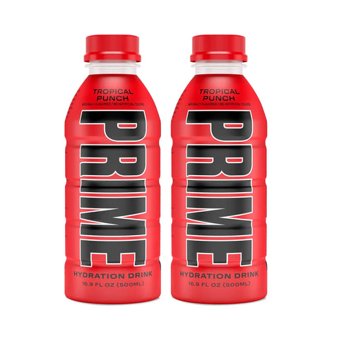 Prime Hydration Drink Sports Beverage "TROPICAL PUNCH," Naturally Flavored, 10% Coconut Water, 250mg BCAAs, B Vitamins, Antioxidants, 835mg Electrolytes, 25 Calories per 16.9 Fl Oz Bottle - Life of Riley Supplements Trading LLC