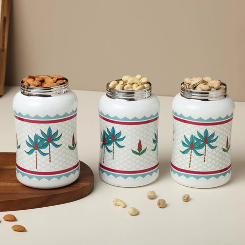 Tropical Tree Tulip Stainless Steel Canister Sets of 3