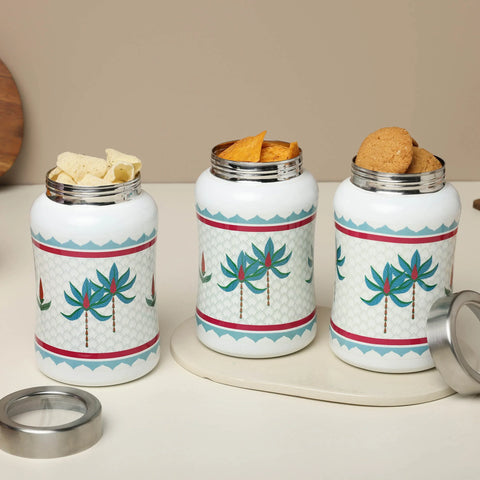 Tropical Tree Tulip Stainless Steel Canister Sets of 3