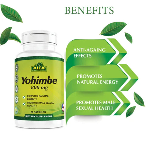 Yohimbe - Male Dietary Supplement with 800mg pure extract - 60 capsules - Life of Riley Supplements Trading LLC