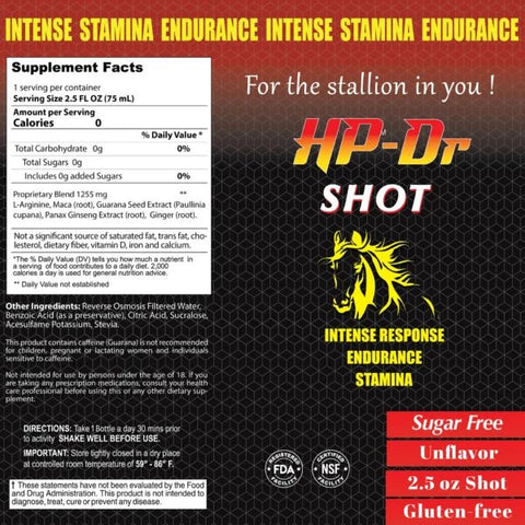 Hp-Dr Shot Aphrodisiac High-Performance Men S Formula Boost Vitality Stamina Enhance Pleasure Intense Response (2.5 Oz Bottles) - 20 Pack