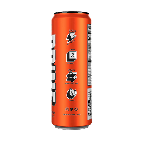 Prime Energy Drink "Orange Mango," Naturally Flavored, 200mg Caffeine, Zero Sugar, 300mg Electrolytes, Vegan, 12 Fl Oz per Can - Life of Riley Supplements Trading LLC