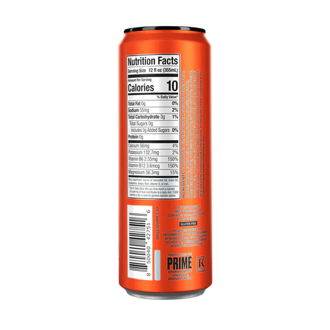 Prime Energy Drink "Orange Mango," Naturally Flavored, 200mg Caffeine, Zero Sugar, 300mg Electrolytes, Vegan, 12 Fl Oz per Can - Life of Riley Supplements Trading LLC